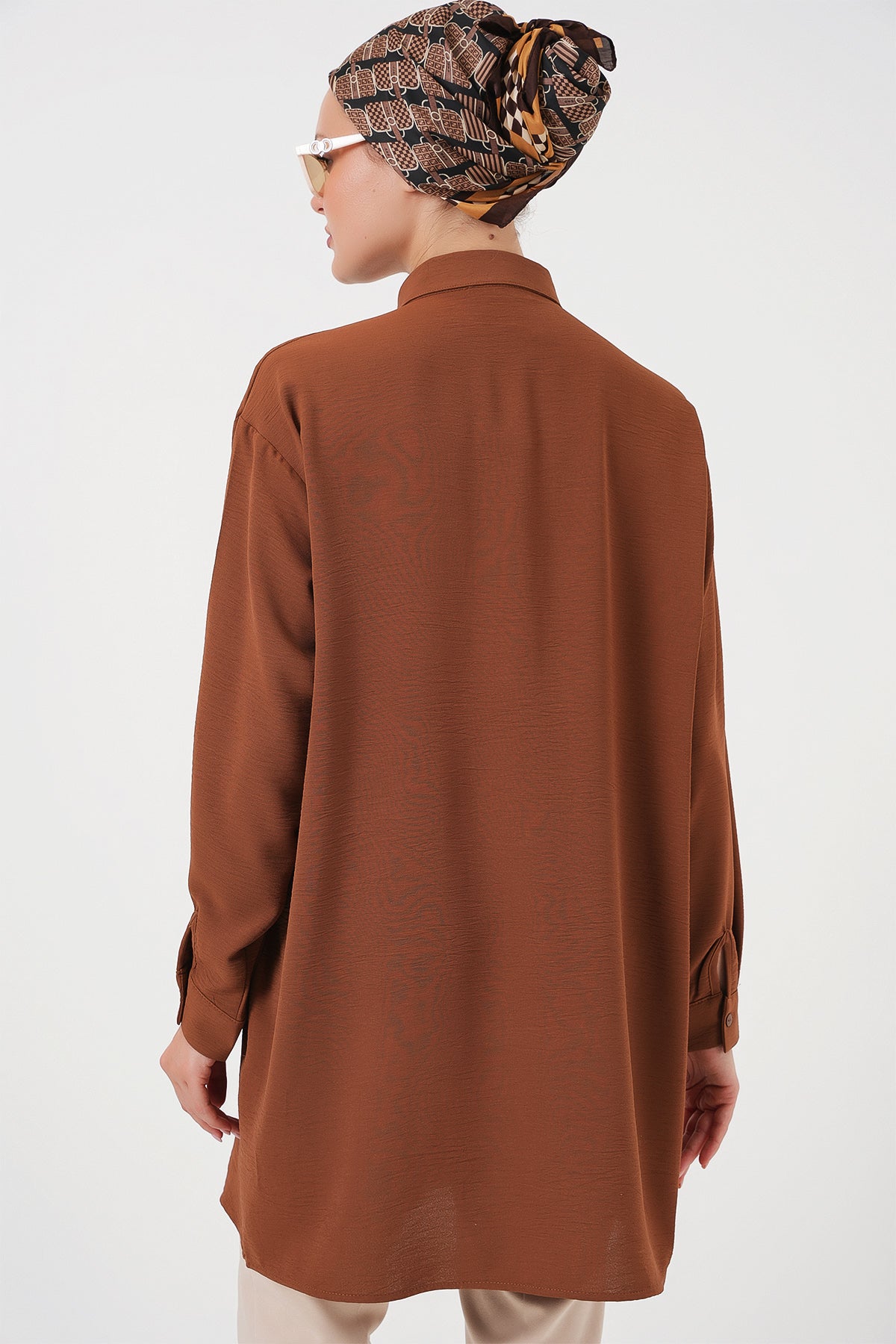 Image of Kadın Uzun Gömlek Tunik 5945 - Taba