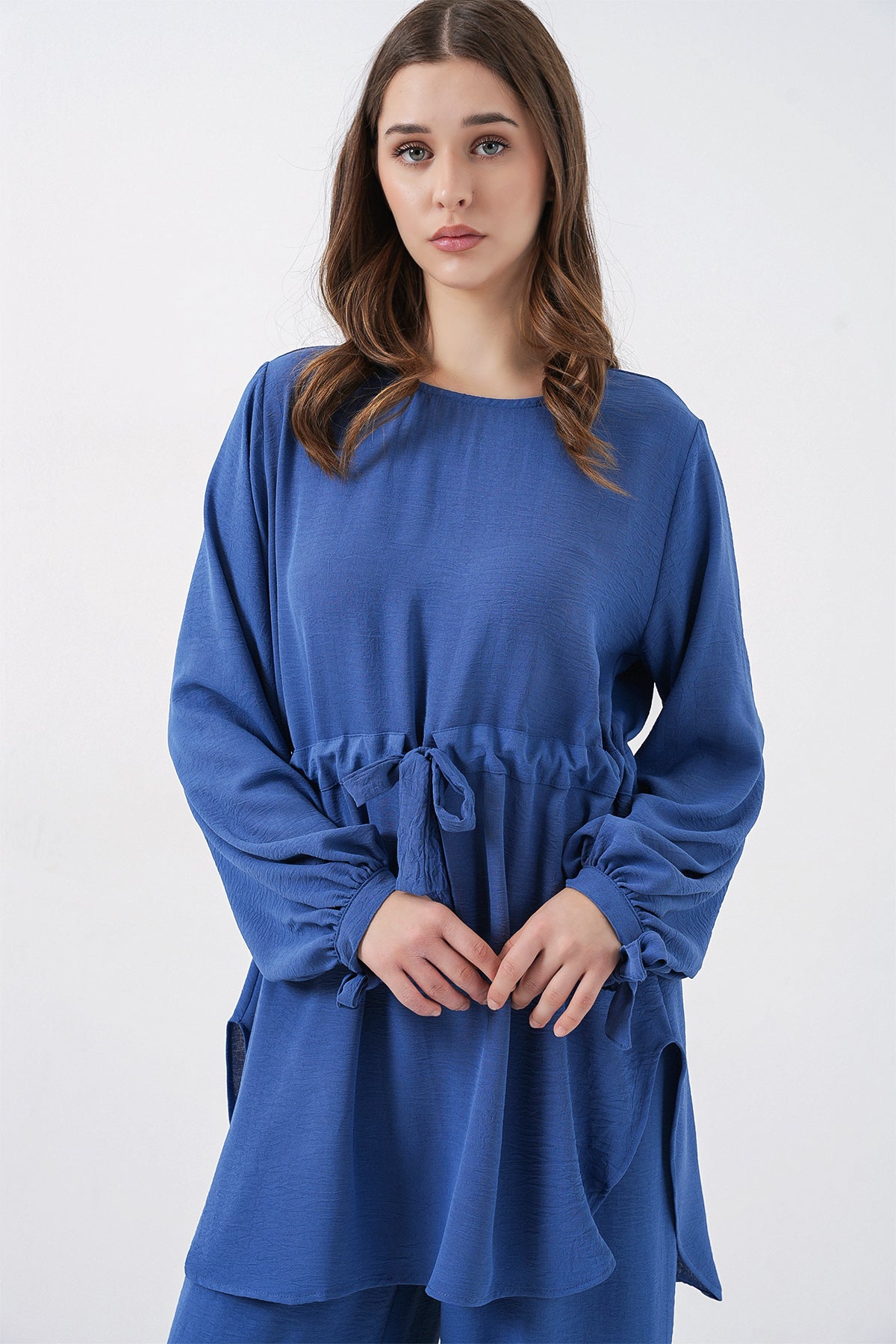 Image of Kadın Uzun Tunik Pantolon İkili Takım 6719 - İndigo