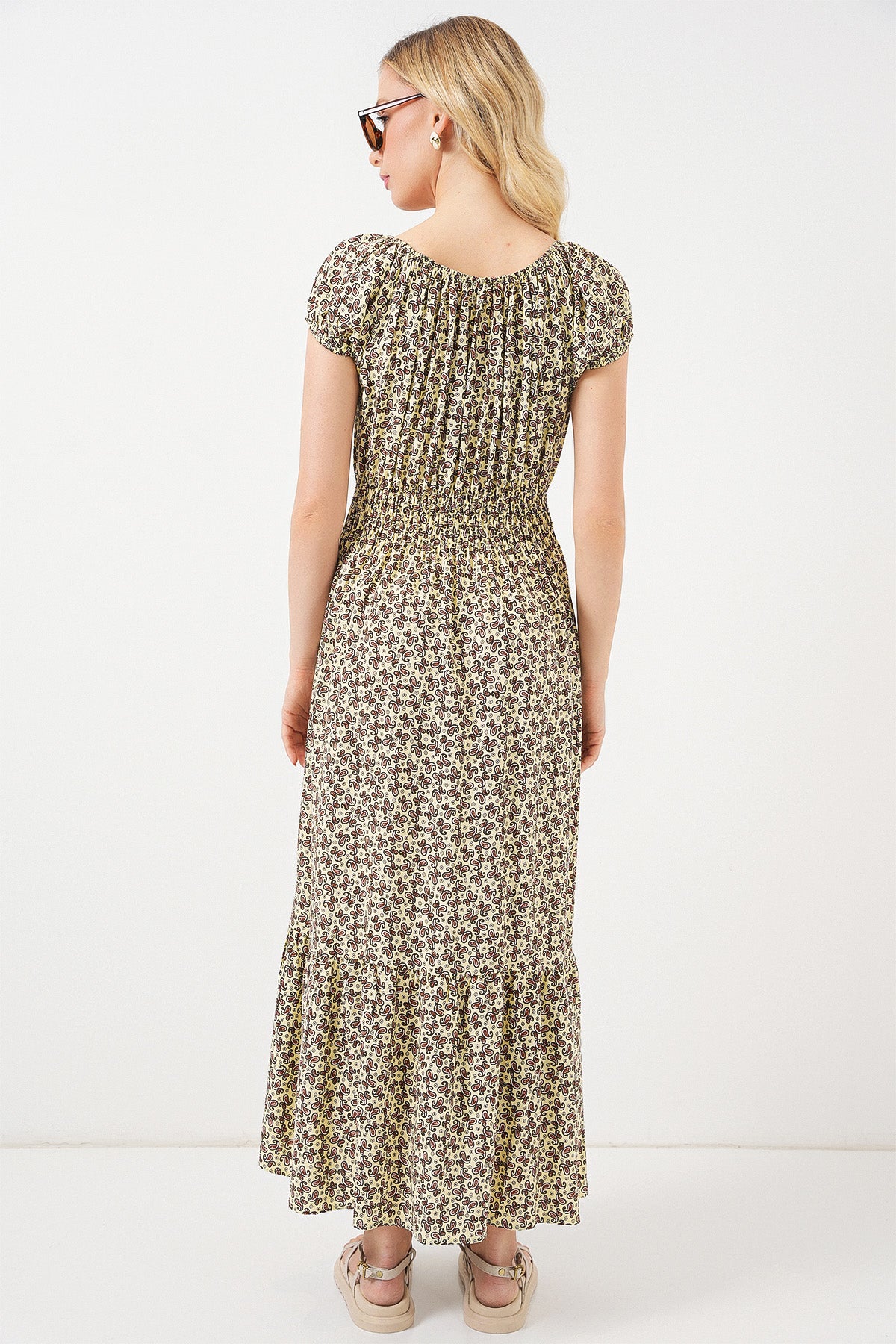 Image of Rochie de damă cu decolteu încrețit 2544 - Verde măsliniu