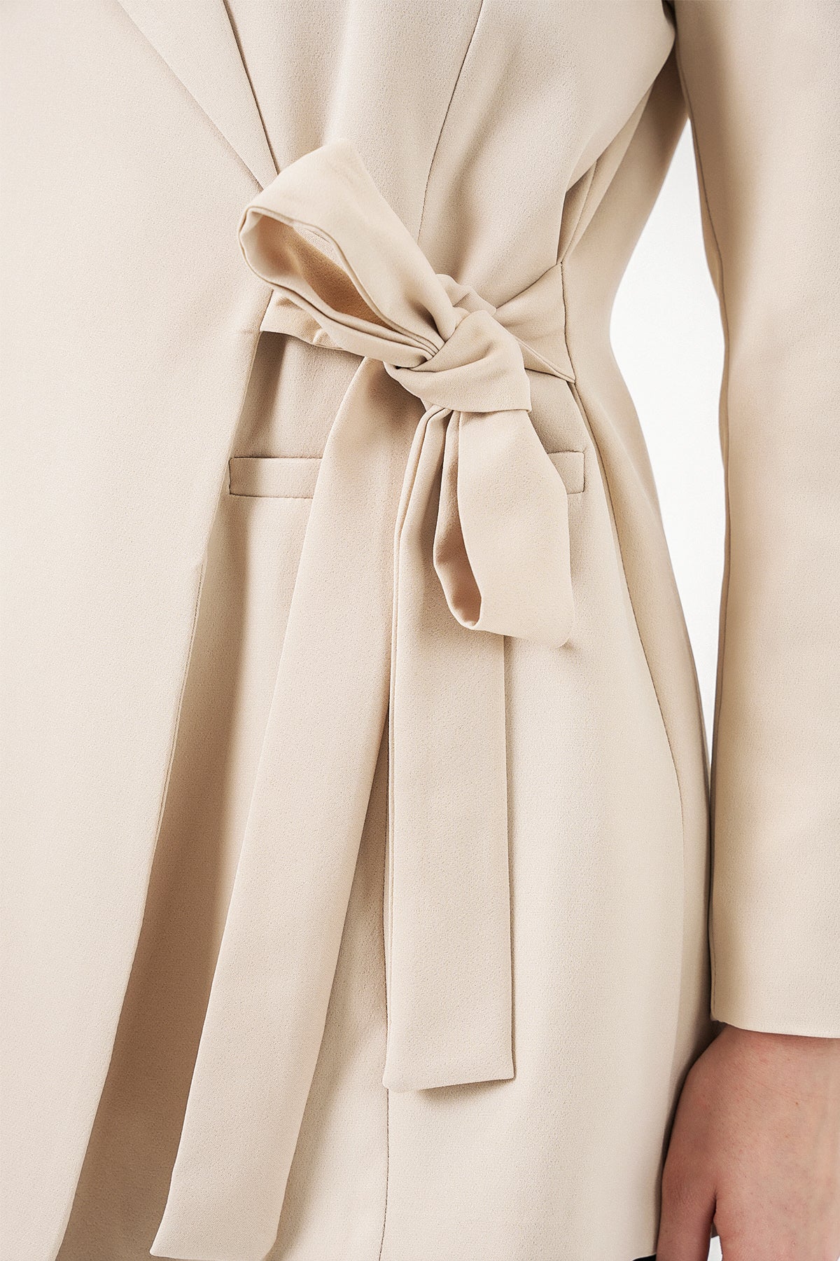 Image of Kadın Yandan Bağlamalı Blazer Ceket 0750 - Bej