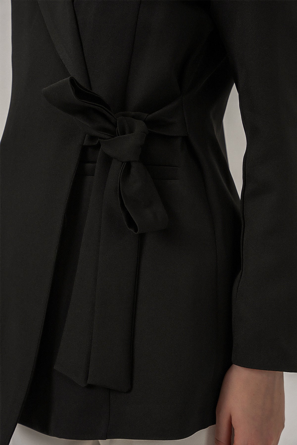 Image of Kadın Yandan Bağlamalı Blazer Ceket 0750 - Siyah