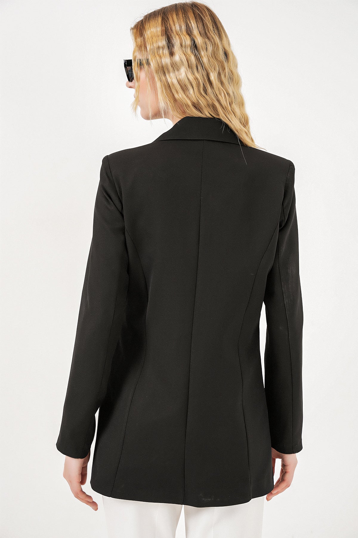 Image of Kadın Yandan Bağlamalı Blazer Ceket 0750 - Siyah