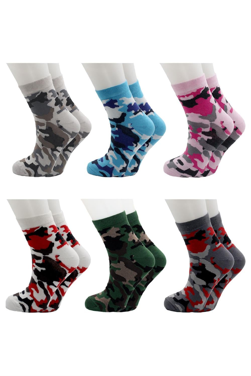 Image of Șosete până la gleznă pentru femei, bumbac cu model multicolor, pachet de 6