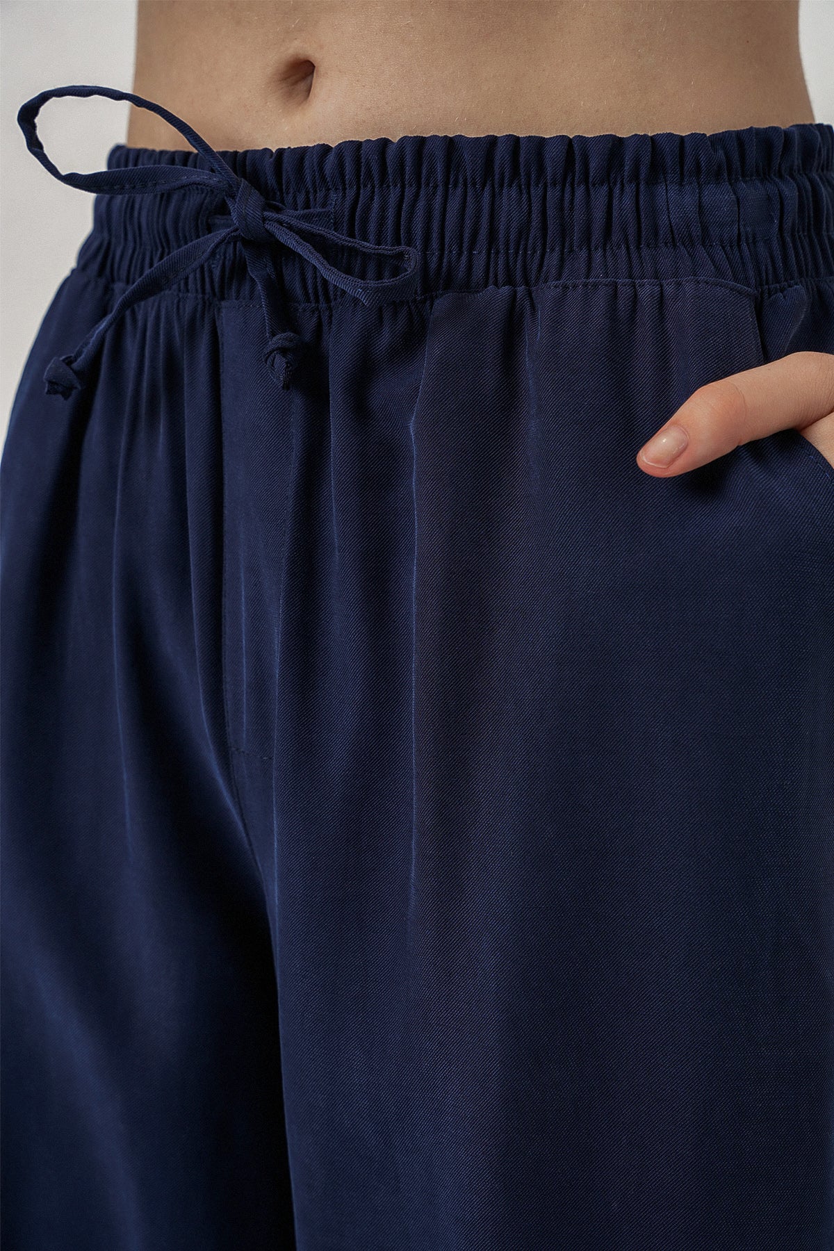 Image of Kadın Yüksek Bel Geniş Paça Pantolon 30097 - Lacivert