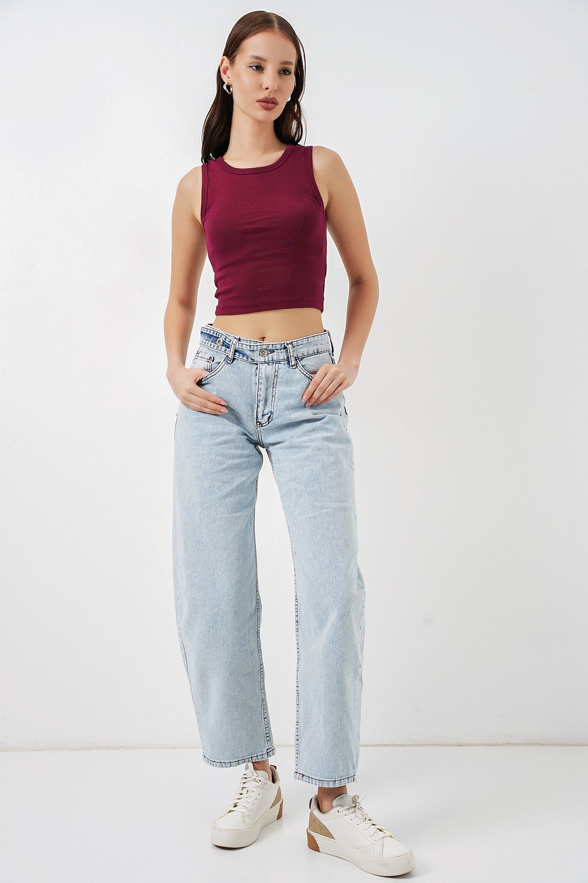 Image of Kadın Yüksek Bel Kot Pantolon 30081 - Buz Mavi