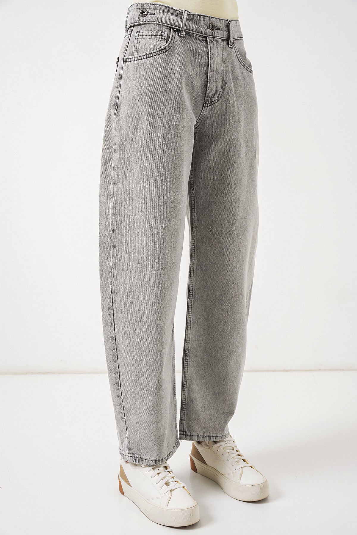 Image of Kadın Yüksek Bel Kot Pantolon 30081 - Gri