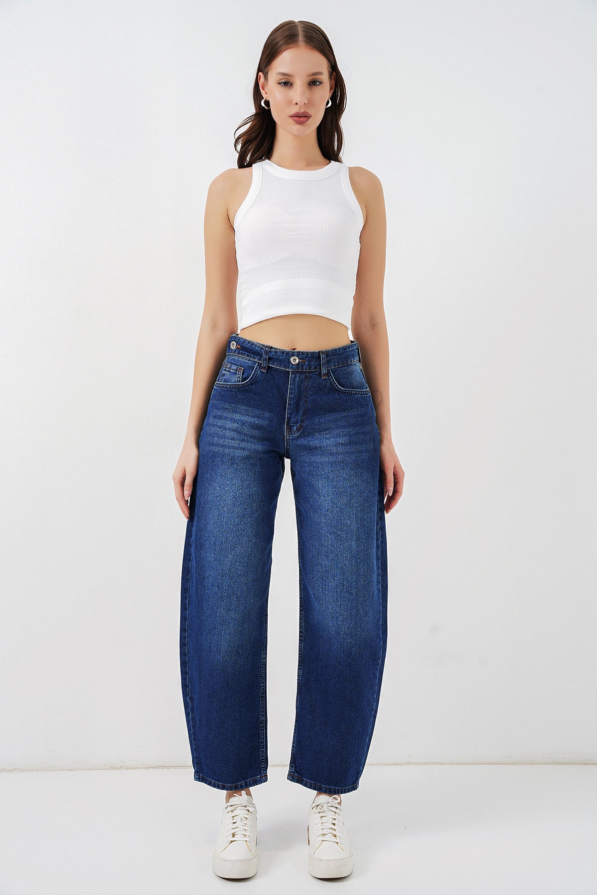 Image of Women's High-Waisted Jeans 30081 - Navy Blue
