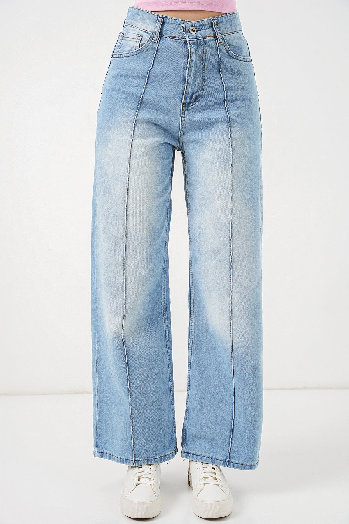 Image of Women's High-Waisted Jeans 30082 - Light Blue