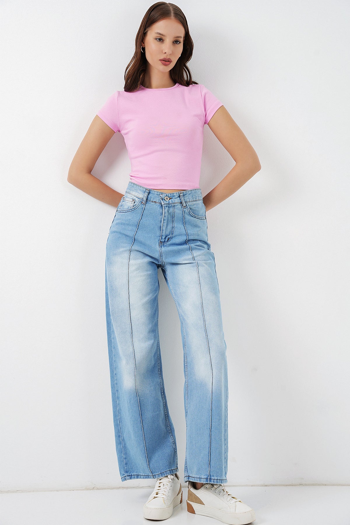 Image of Women's High-Waisted Jeans 30082 - Light Blue