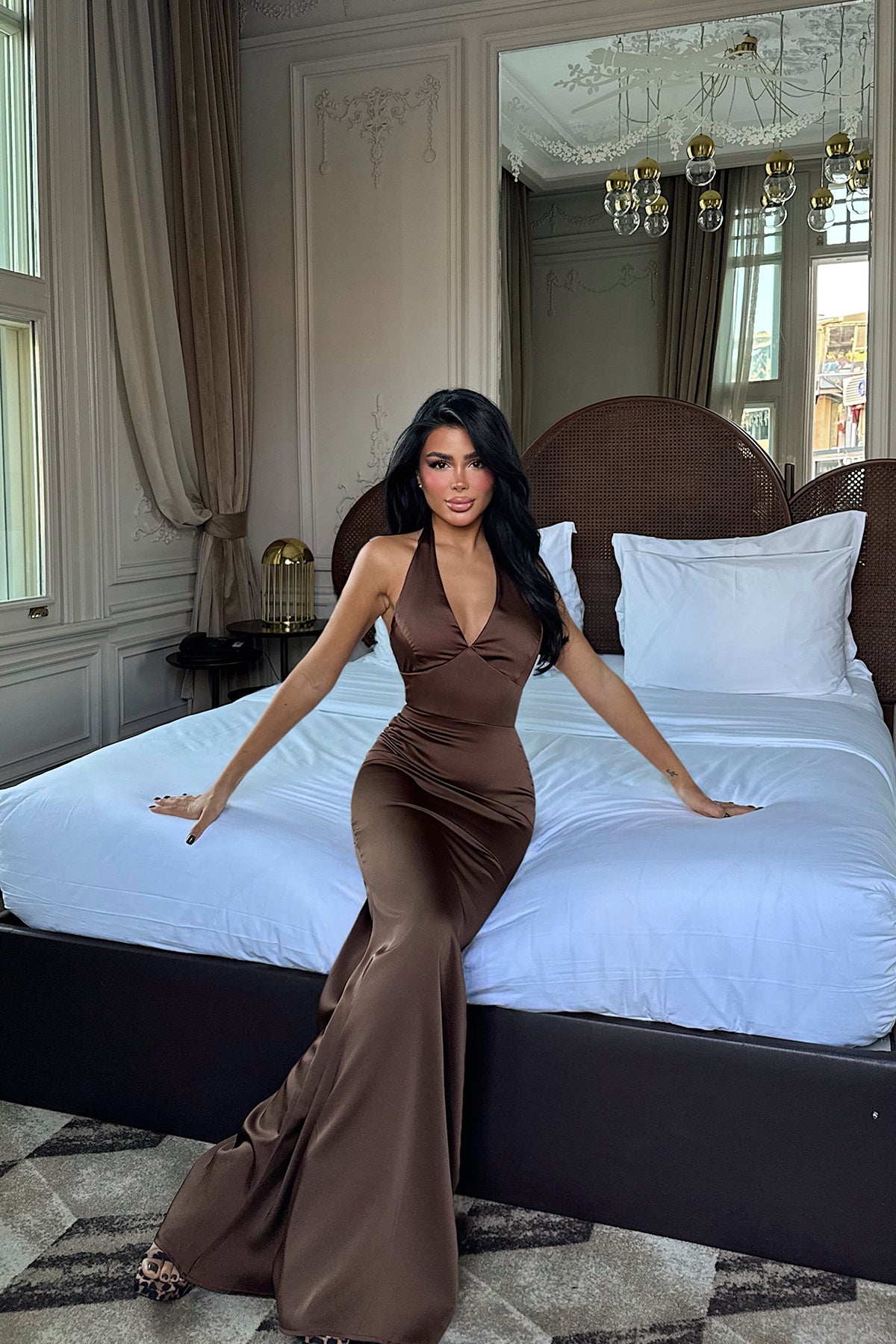 Image of Acı Kahve Sartoria Uzun Elbise ATE-3508