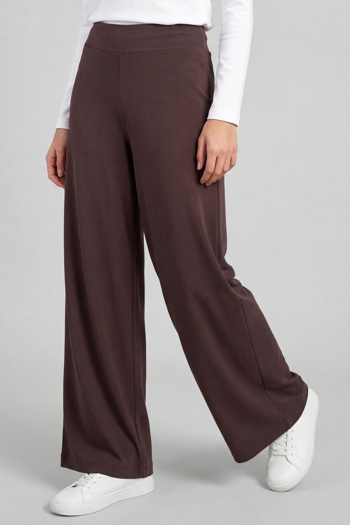 Image of Kahverengi Comfort Fit Geniş Paça Korsajlı Palazzo Kadın Pantolon - 94681