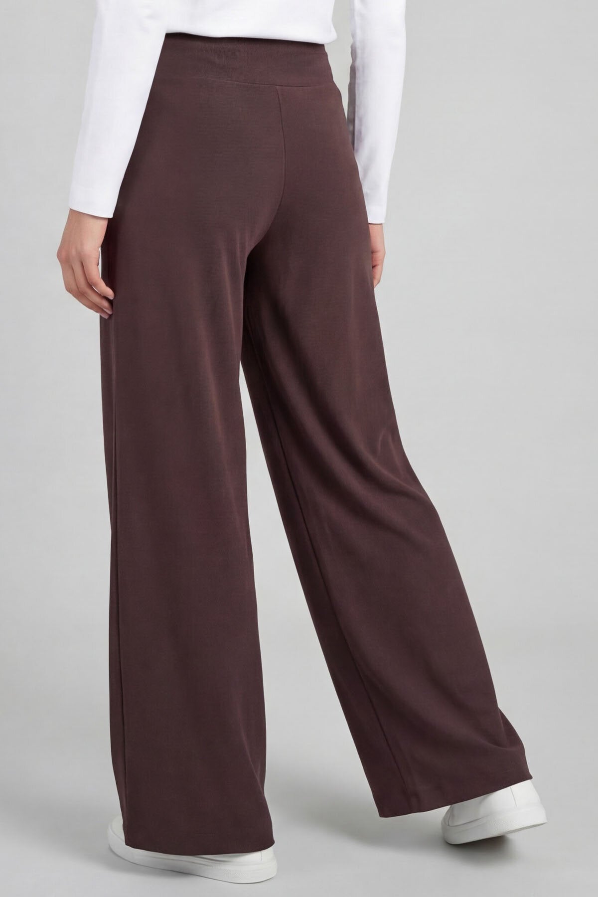 Image of Kahverengi Comfort Fit Geniş Paça Korsajlı Palazzo Kadın Pantolon - 94681