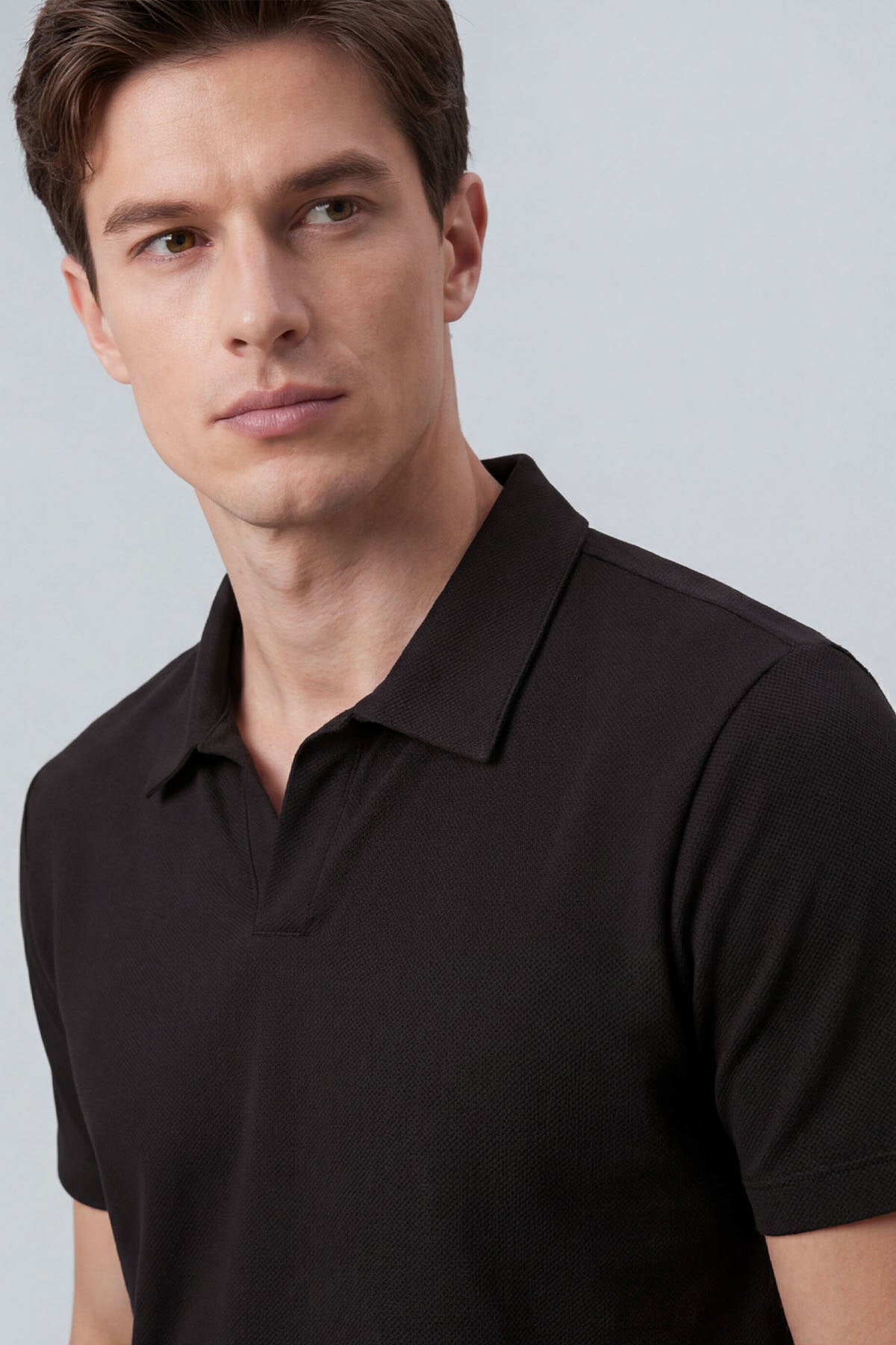 Image of Kahverengi Rahat Form Yumuşak Dokulu Polo Yaka Erkek T-Shirt - 88496