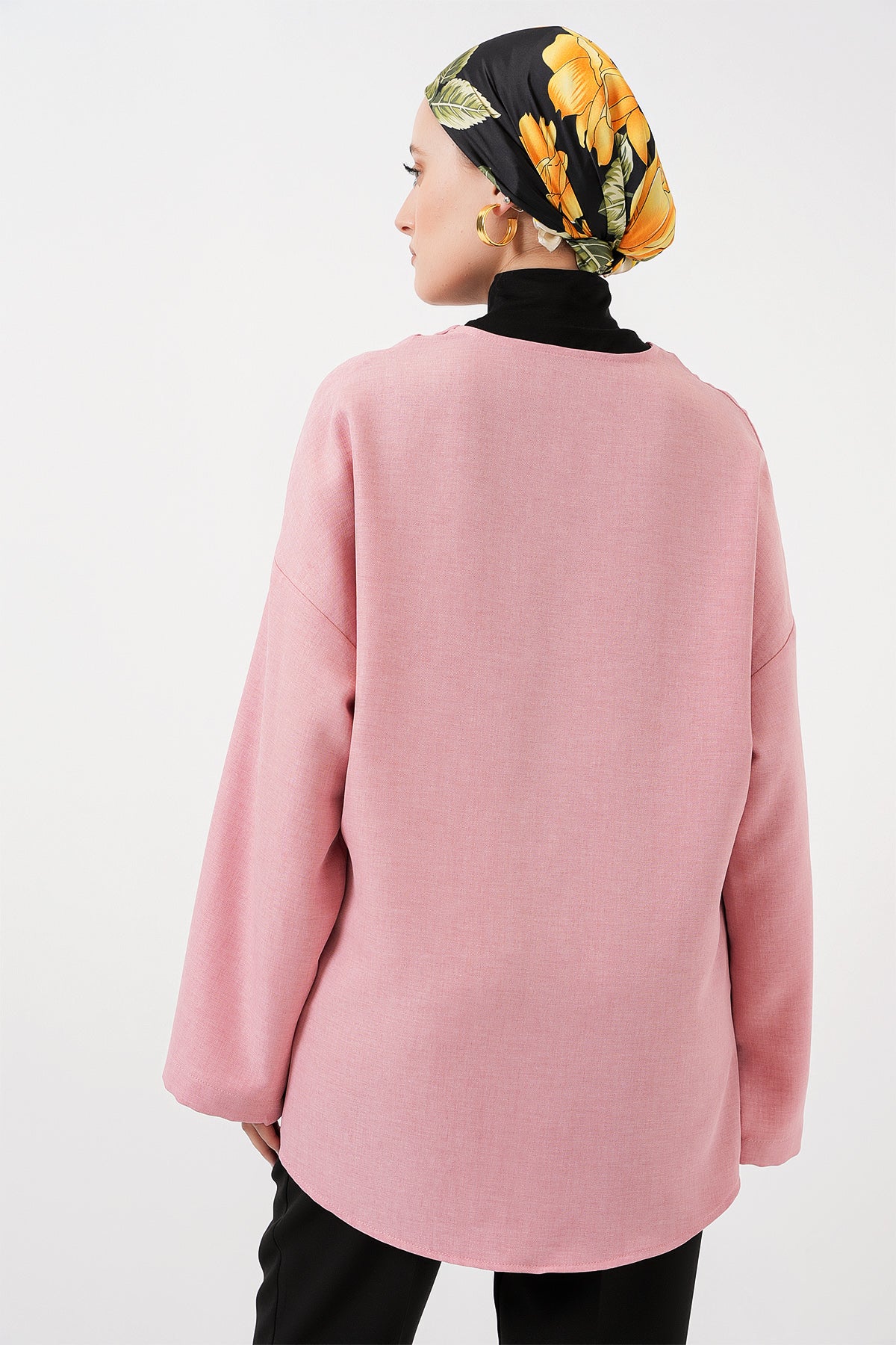 Image of Keten Tesettür Kimono 5968 - Pudra