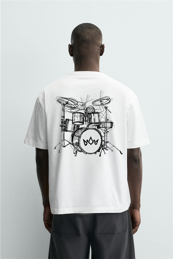 Image of Tricou bărbătesc Kingbrich cu imprimeu de tobe supradimensionate