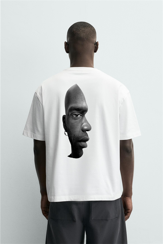 Image of Tricou Kingbrich Deceptive Face imprimat supradimensionat pentru bărbați
