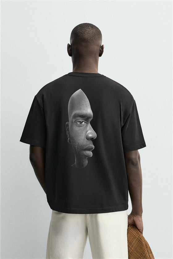 Image of Tricou Kingbrich Deceptive Face imprimat supradimensionat pentru bărbați
