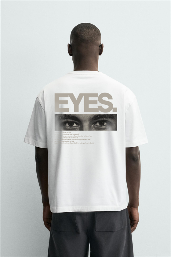 Image of Kingbrich Eyes Baskılı Oversize Kalıp Erkek Tişört