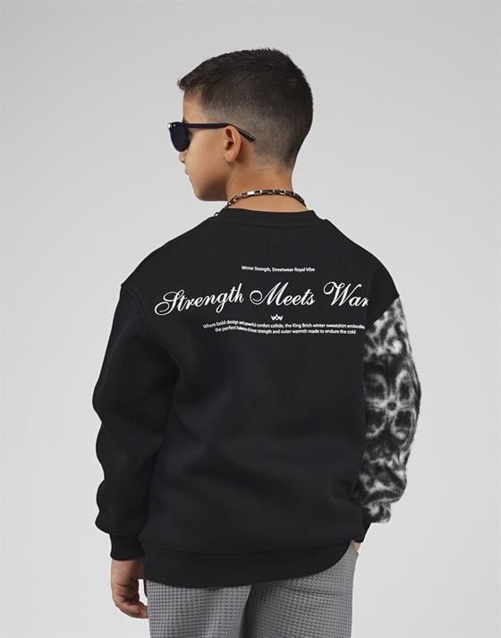 Image of Kingbrich Kids Crew Neck Sleeve Trimmed Printed Children's Sweatshirt
