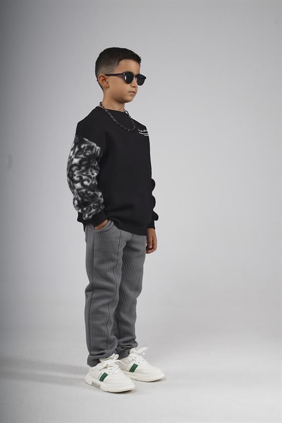 Image of Kingbrich Kids Crew Neck Sleeve Trimmed Printed Children's Sweatshirt