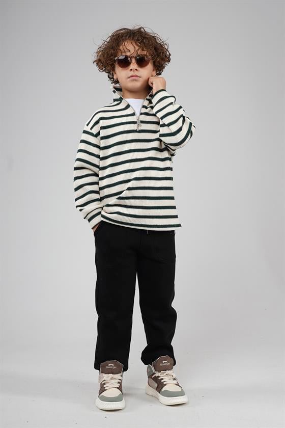 Image of Hanorac cu fermoar și dungi supradimensionate Kingbrich Kids