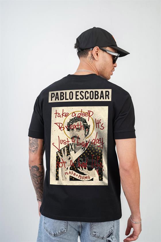 Image of Kingbrich Pablo Escobar Baskılı Slim Fit Kalıp Erkek Tshirt