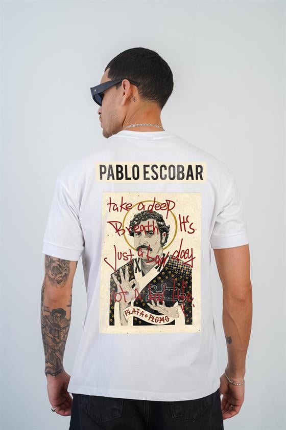 Image of Kingbrich Pablo Escobar Baskılı Slim Fit Kalıp Erkek Tshirt