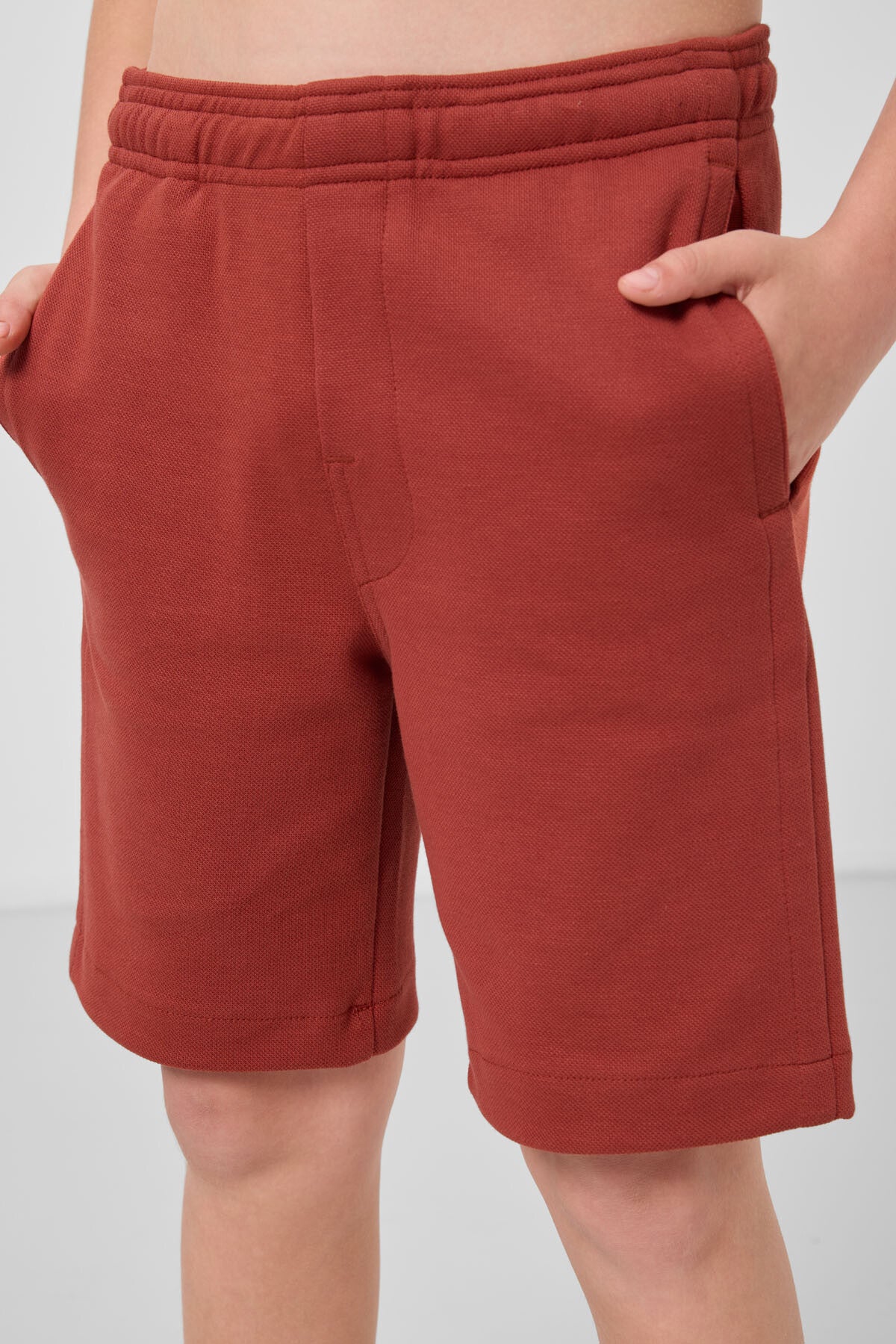 Image of Kiremit Pamuklu Yumuşak Dokulu Standart Fit Basic Erkek Çocuk Şort - 11293