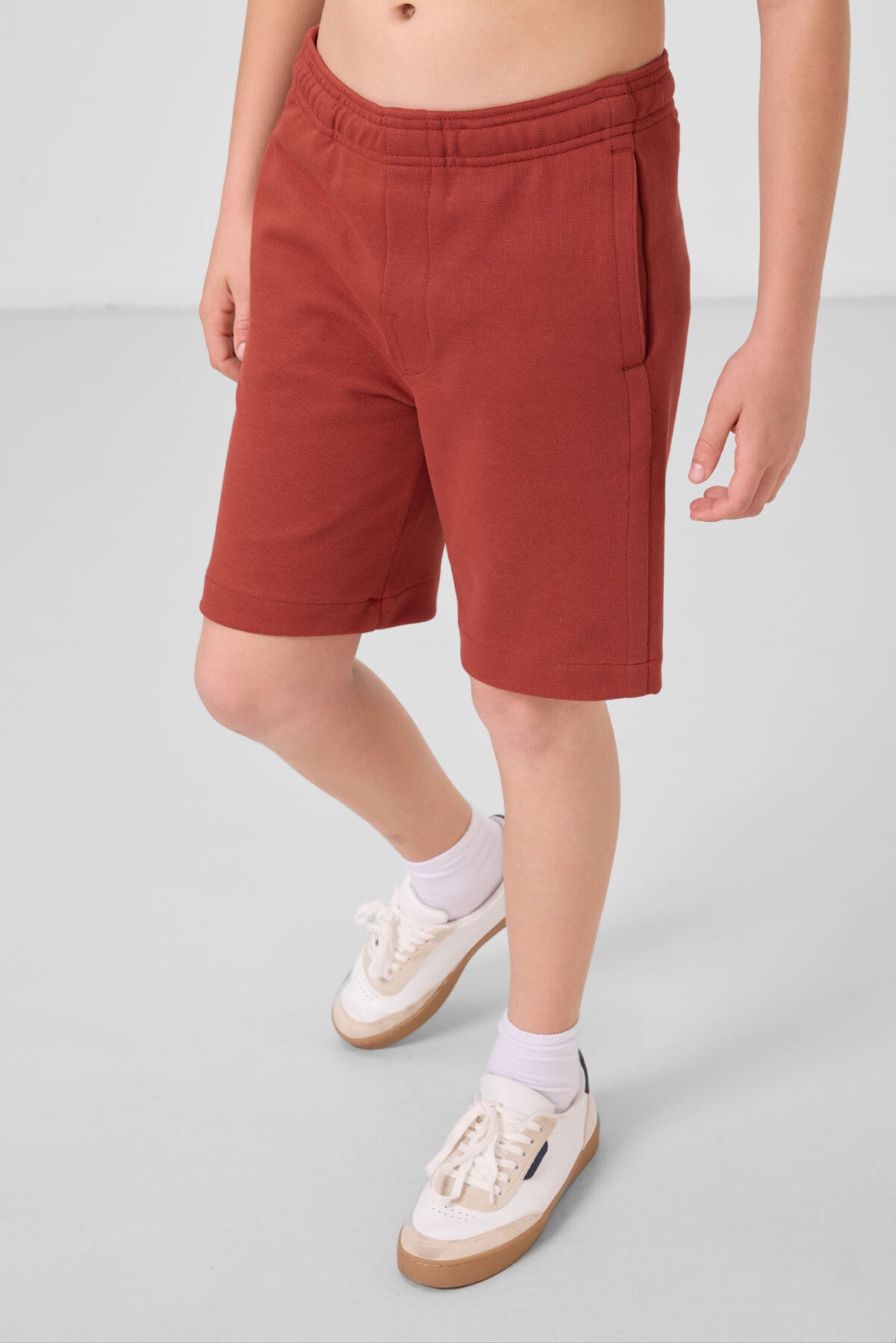 Image of Kiremit Pamuklu Yumuşak Dokulu Standart Fit Basic Erkek Çocuk Şort - 11293