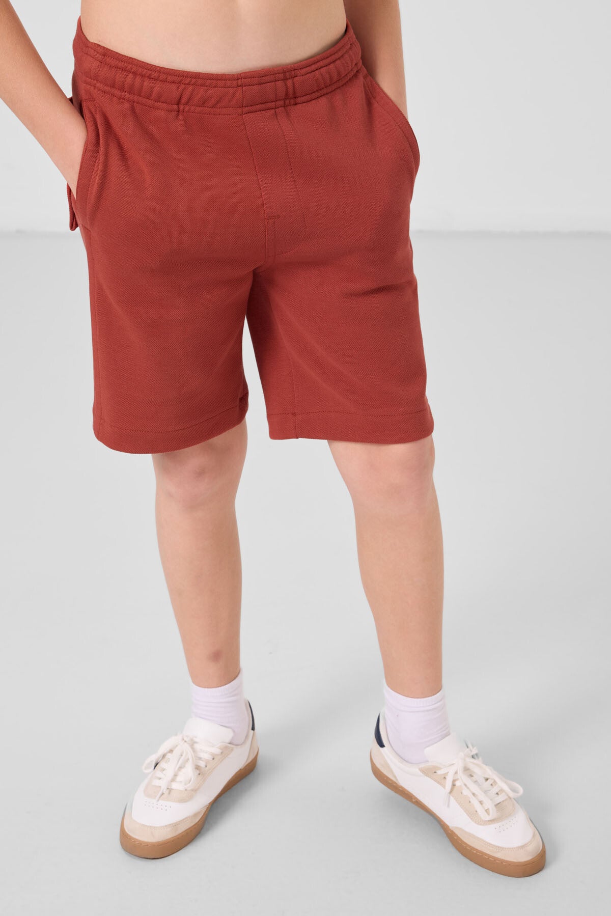 Image of Kiremit Pamuklu Yumuşak Dokulu Standart Fit Basic Erkek Çocuk Şort - 11293