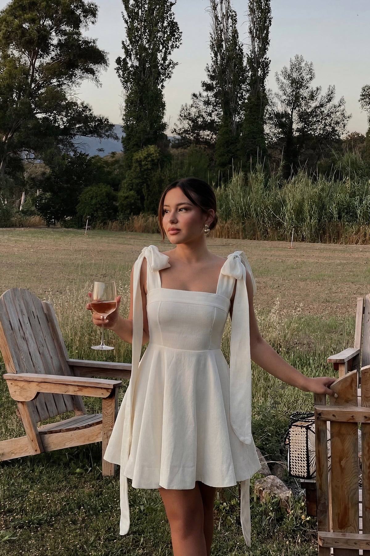 Image of Kırık Beyaz Quillion keten elbise ATE-3207