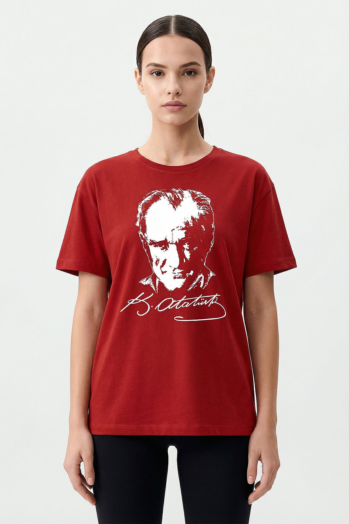 Image of Kırmızı Ay Yıldız Baskılı Unisex T-Shirt - 88510