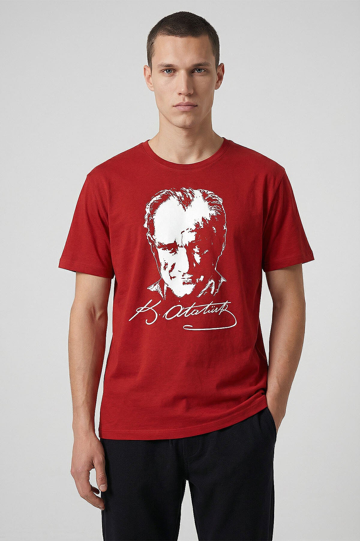 Image of Kırmızı Ay Yıldız Baskılı Unisex T-Shirt - 88510