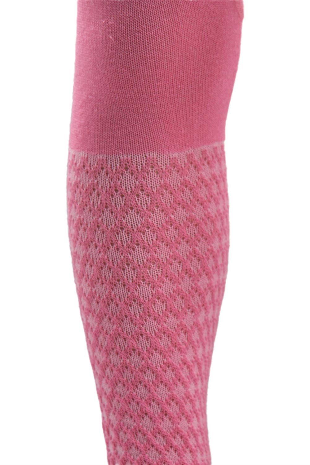 Image of Kız Çoçuk Pamuklu Baklava Desen Külotlu Çorap Pembe