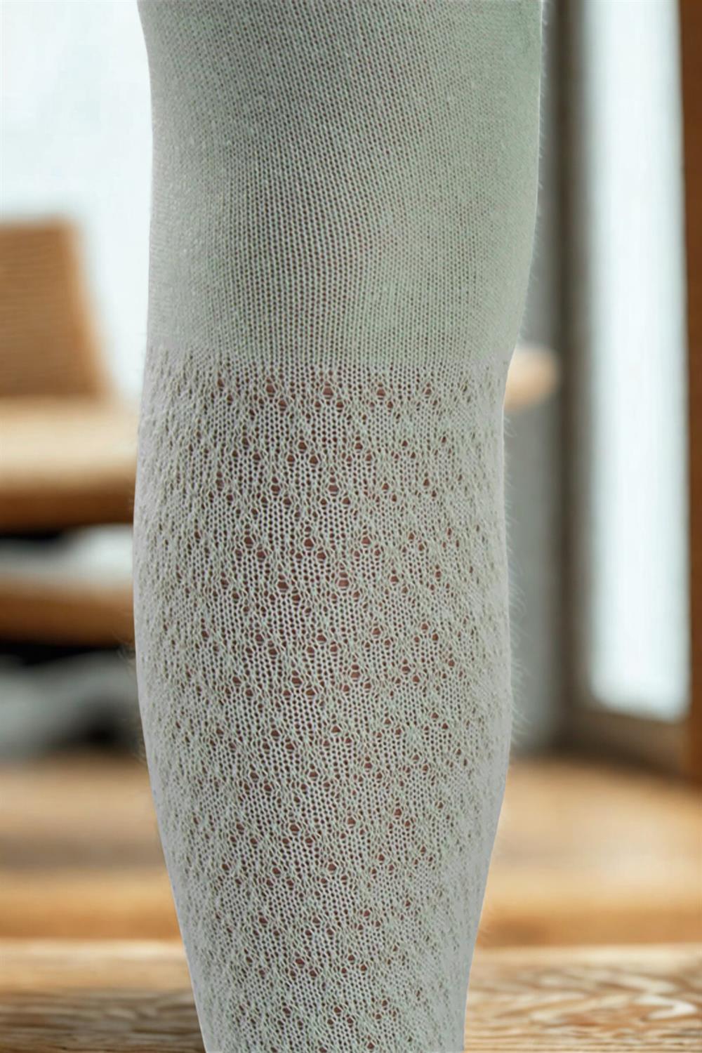 Image of Girls' Cotton Baklava Pattern Tights Green