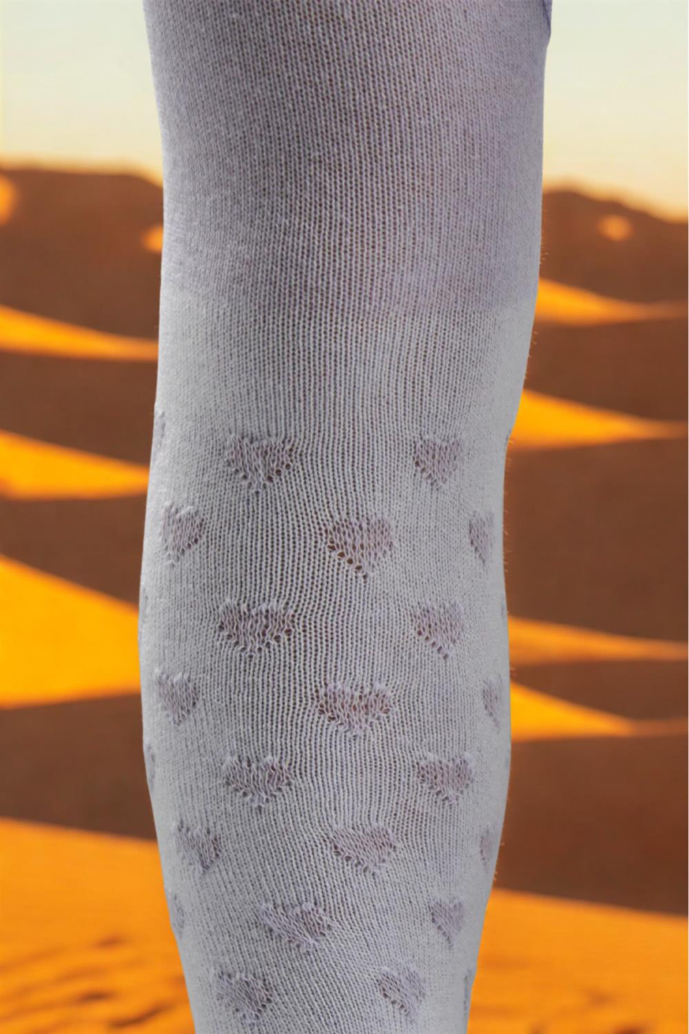 Image of Kız Çoçuk Pamuklu Kalp Desen Külotlu Çorap Lila
