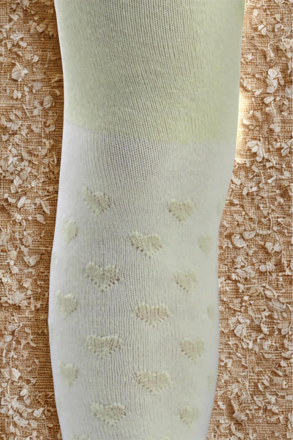 Image of Kız Çoçuk Pamuklu Kalp Desen Külotlu Çorap Sarı