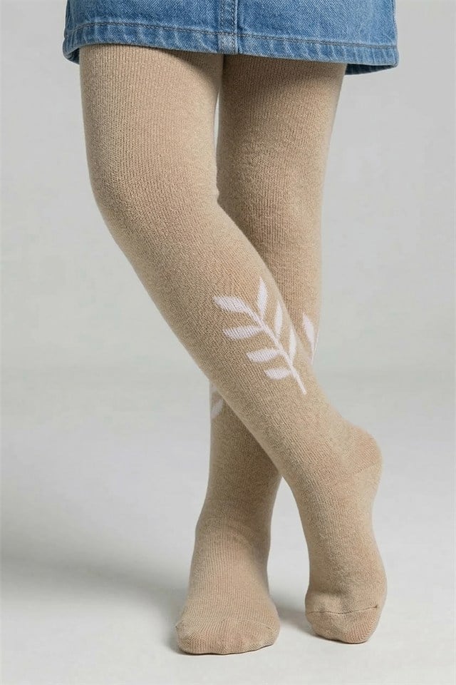 Image of Girl's Cotton Tights with Pattern