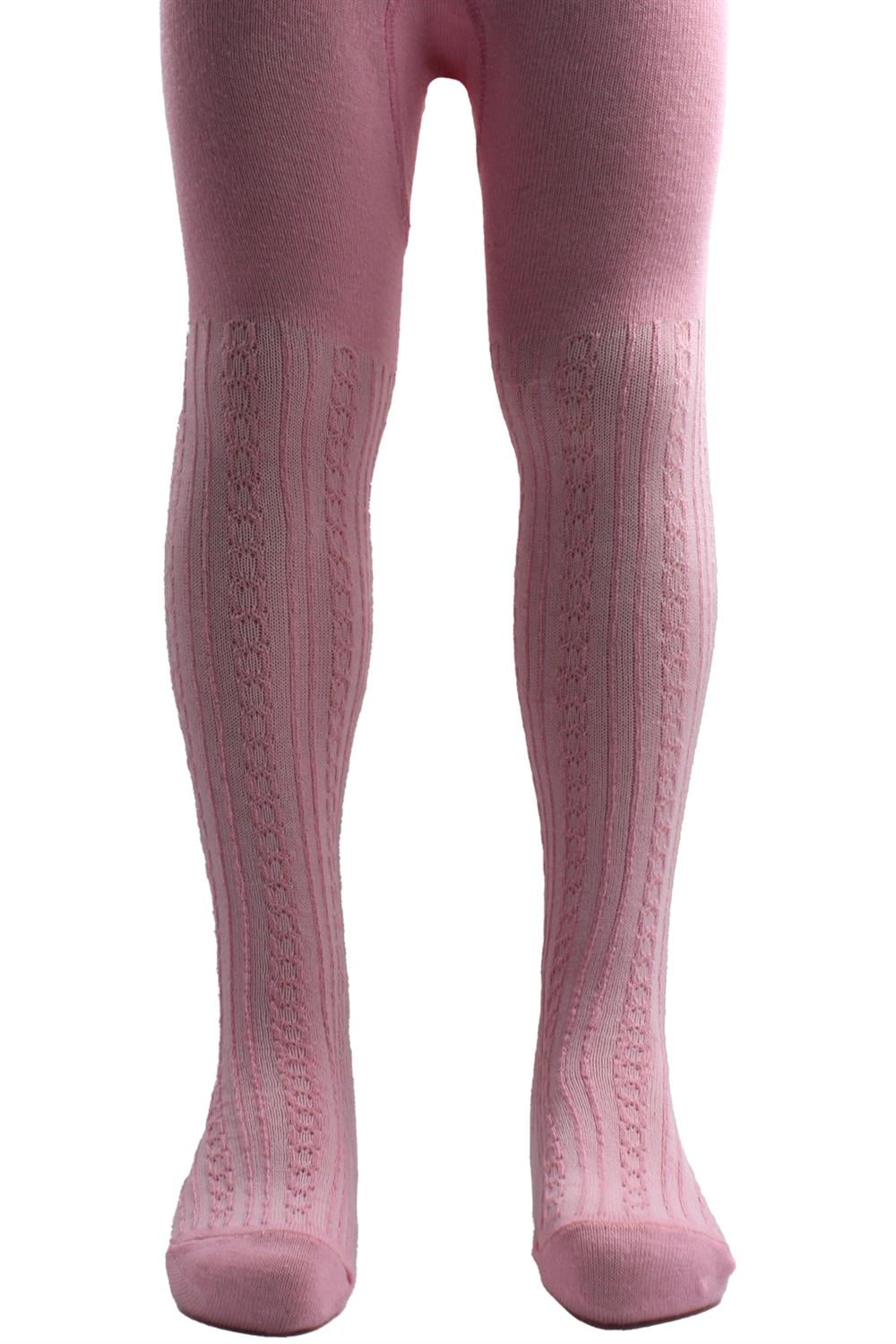 Image of Kız Çoçuk Pamuklu Zincir Desen Külotlu Çorap Pembe