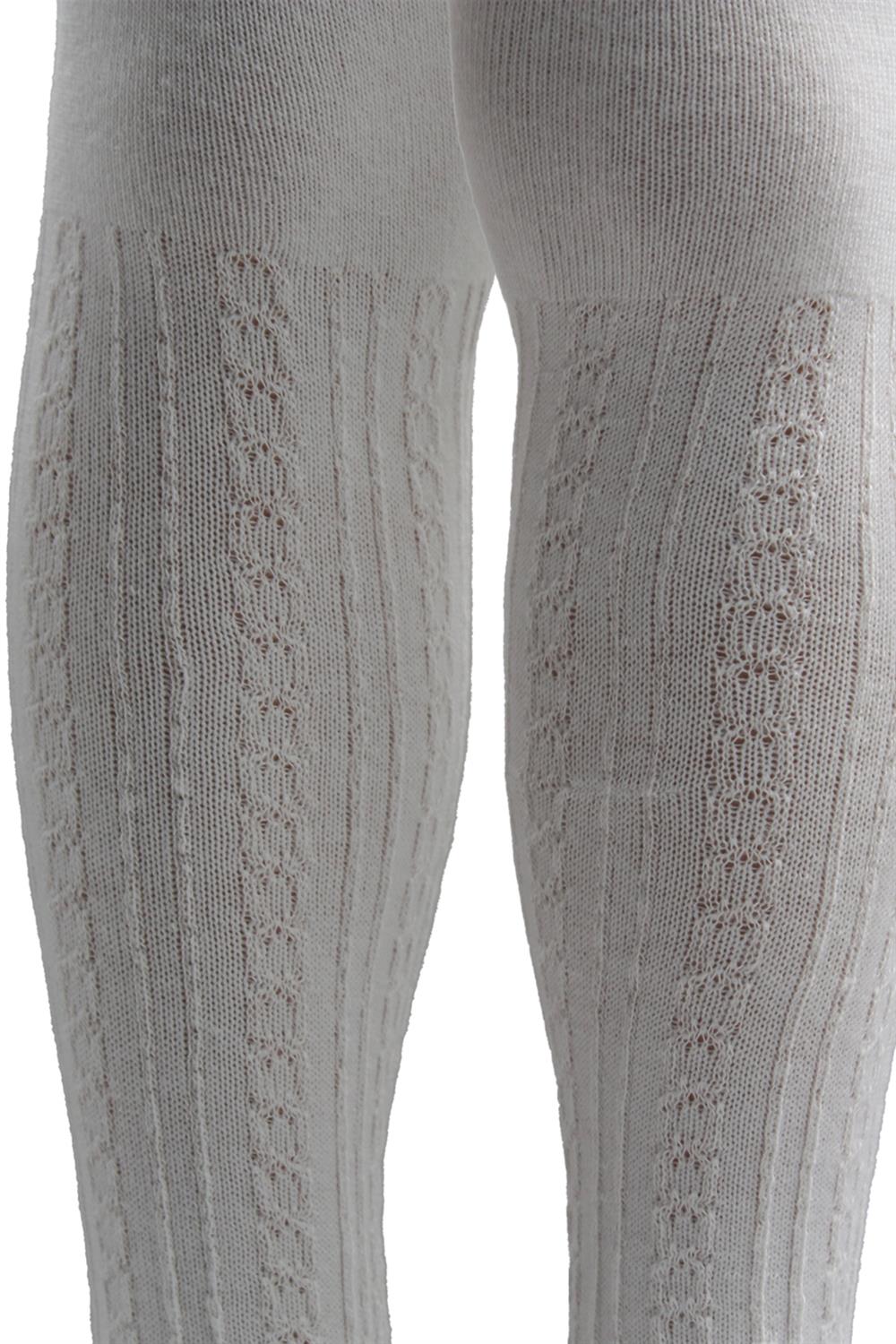 Image of Girls' Cotton Chain Pattern Tights, Cream