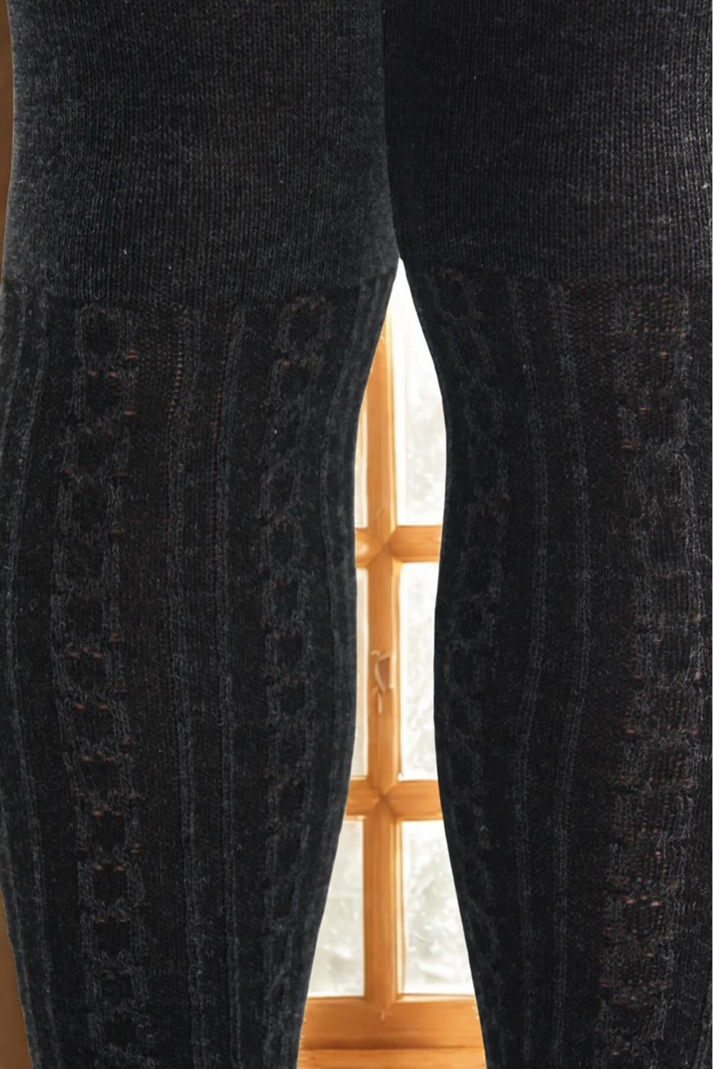 Image of Girls' Cotton Chain Pattern Tights Anthracite