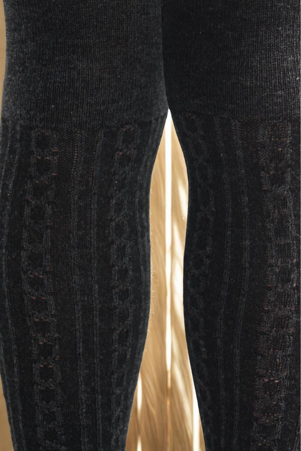Image of Girls' Cotton Chain Pattern Tights Anthracite