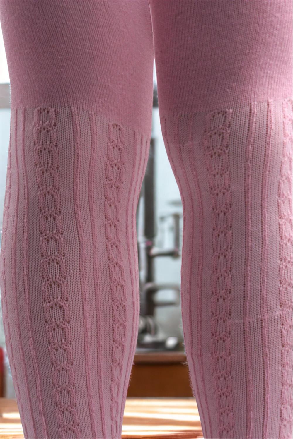 Image of Kız Çoçuk Pamuklu Zincir Desen Külotlu Çorap Pembe