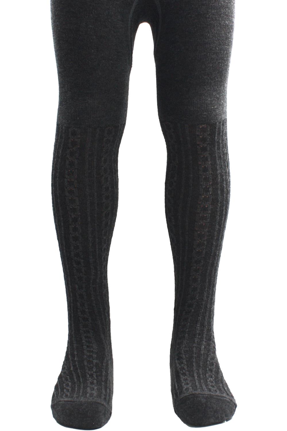 Image of Girls' Cotton Chain Pattern Tights Anthracite