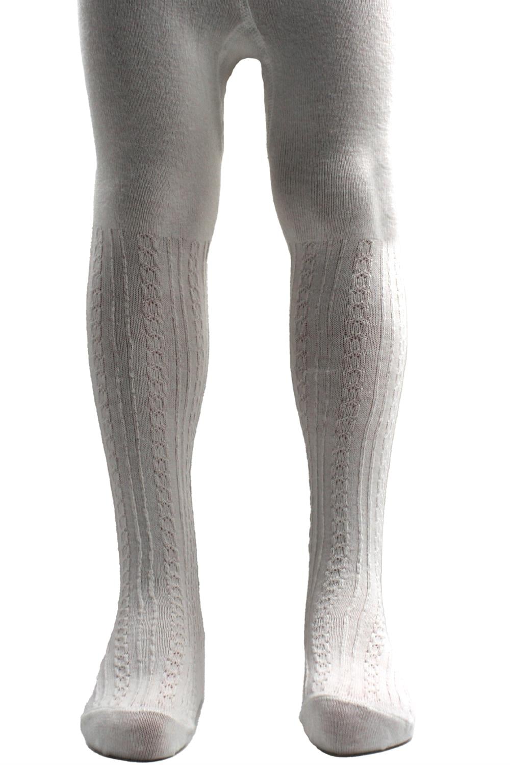 Image of Girls' Cotton Chain Pattern Tights, Cream