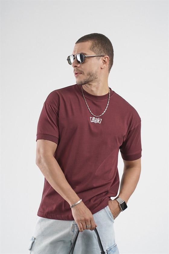 Image of Men's Plain Basic T-Shirt with Ribbed Sleeves and Regular Fit