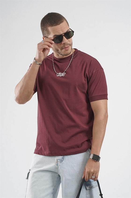 Image of Men's Plain Basic T-Shirt with Ribbed Sleeves and Regular Fit