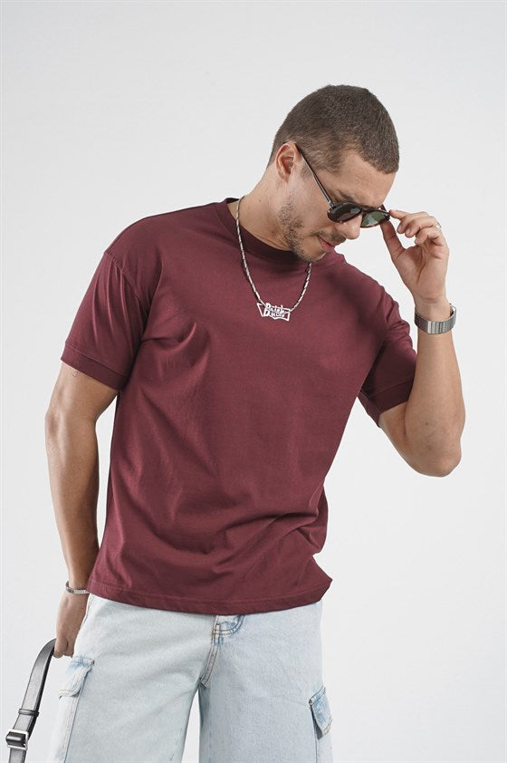 Image of Men's Plain Basic T-Shirt with Ribbed Sleeves and Regular Fit