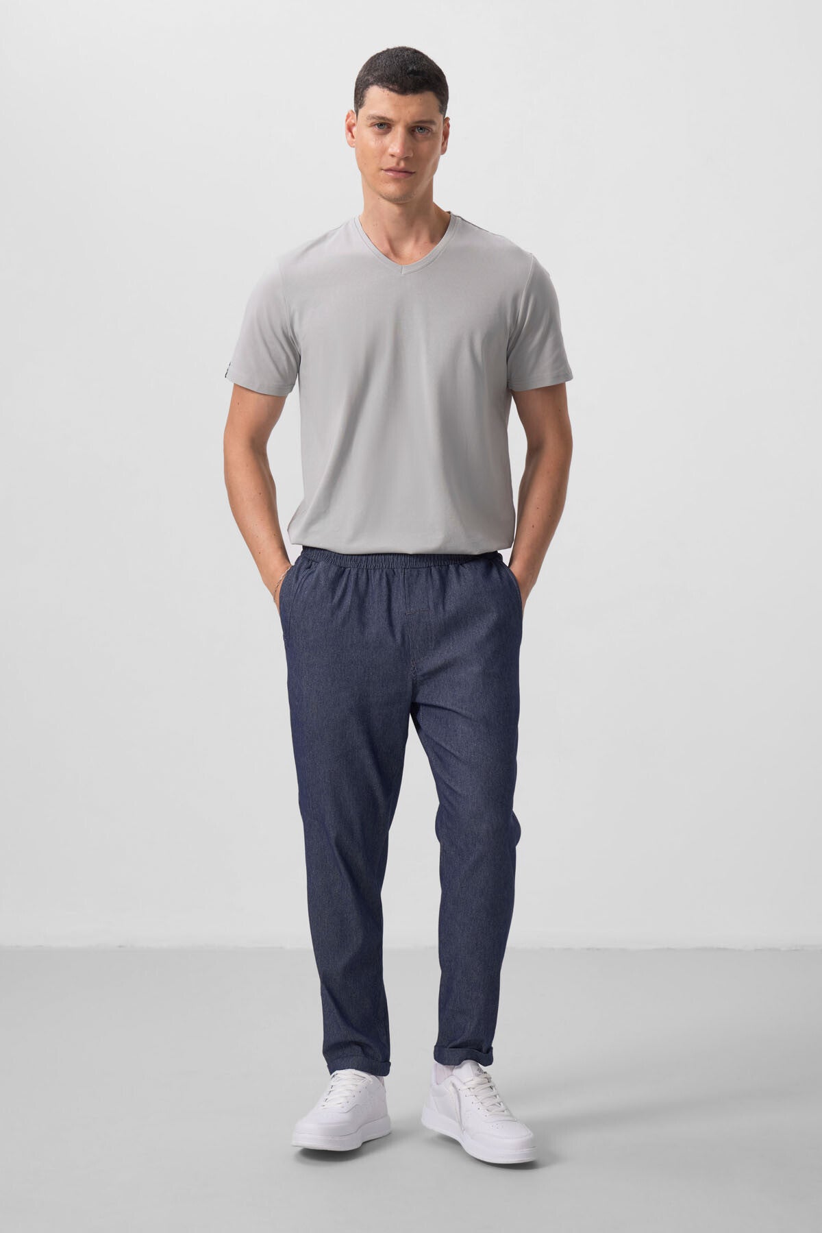 Image of Pantaloni chino ușori, elastici, bleumarin, pentru bărbați - 82175