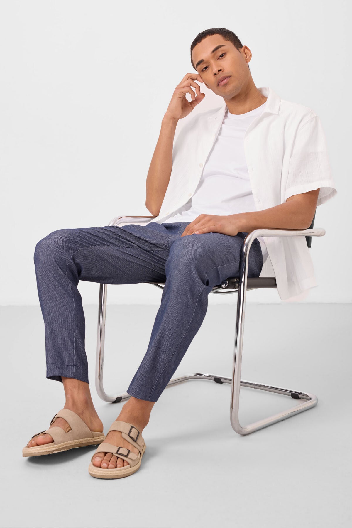 Image of Pantaloni chino ușori, elastici, bleumarin, pentru bărbați - 82177